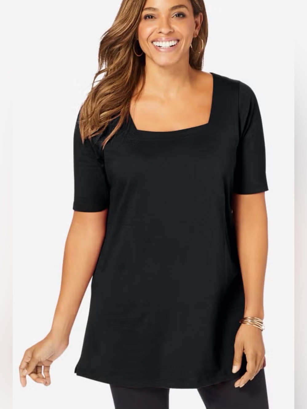 EUC Jessica London Square Neck Short Sleeve Stretch Tunic 30/32 3X